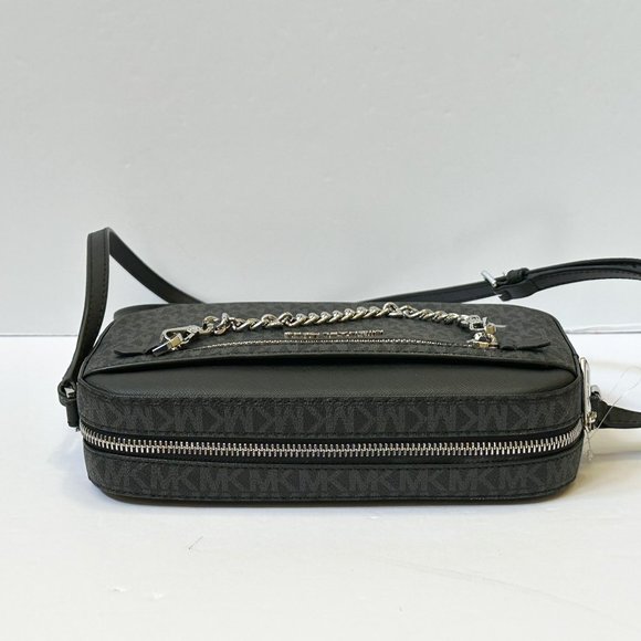 Michael Kors Jet Set Chain Crossbody Bag + Coin ID Key Holder Wallet MK Black - Picture 9 of 16